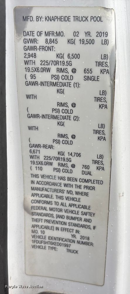 image for item FK1040 2019 Ford F550 Super Duty utility / service truck