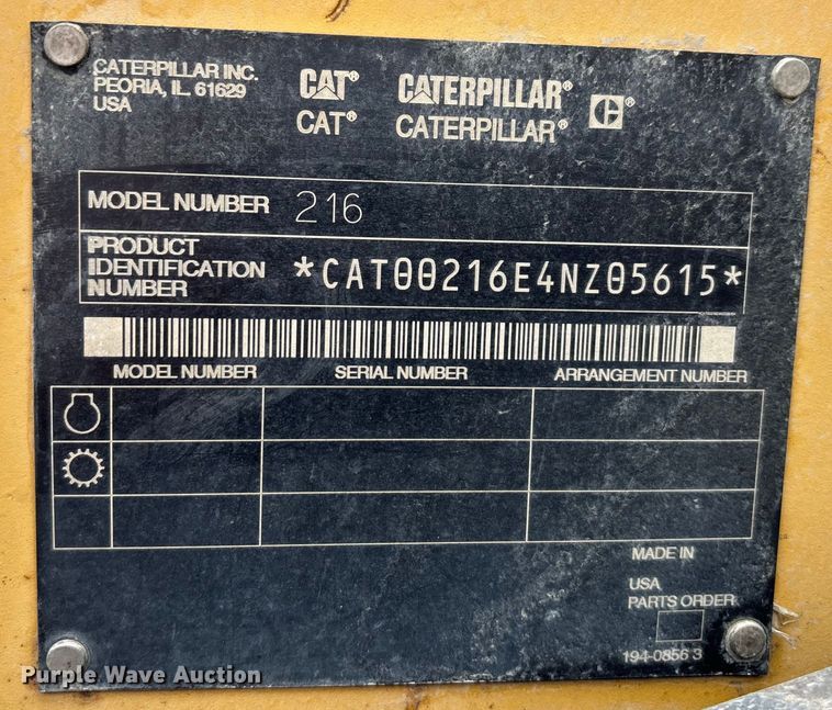 image for item FK2506 2004 Caterpillar 216 skid steer loader