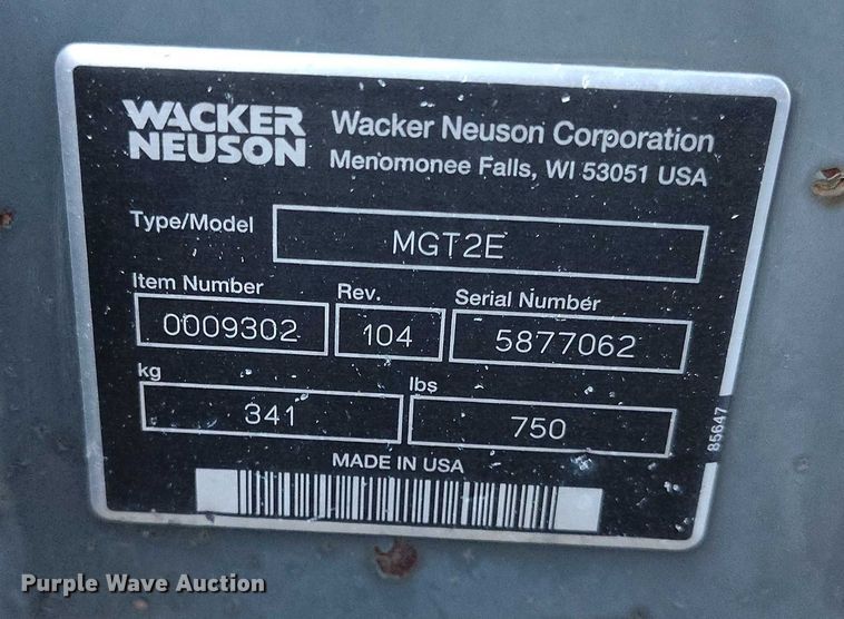 image for item IH9382 2010 Wacker Neuson G70 generator