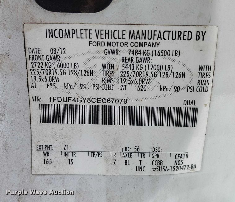 image for item IH9385 2012 Ford F450 Super Duty XL bucket truck