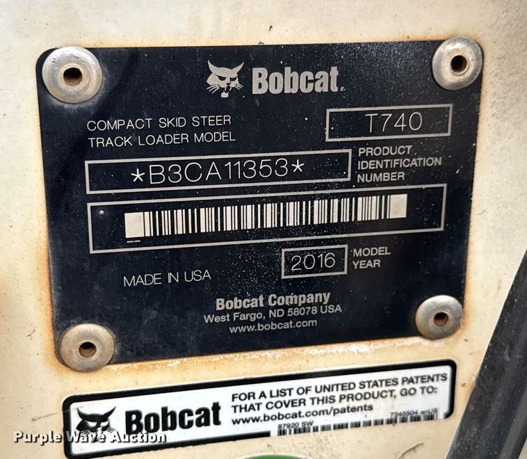 image for item NA9984 2016 Bobcat T740 tracked skid steer loader