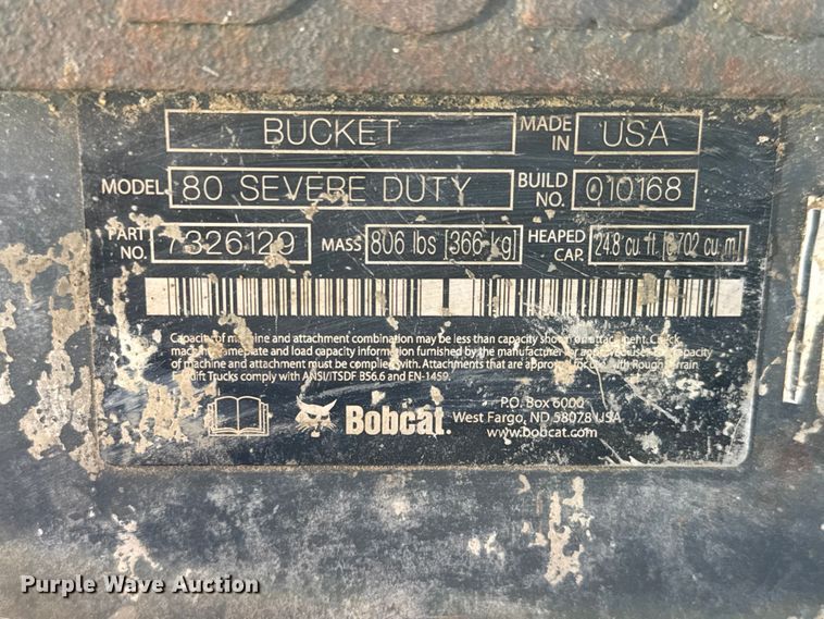 image for item NA9987 Bobcat 80 Severe Duty skid steer bucket