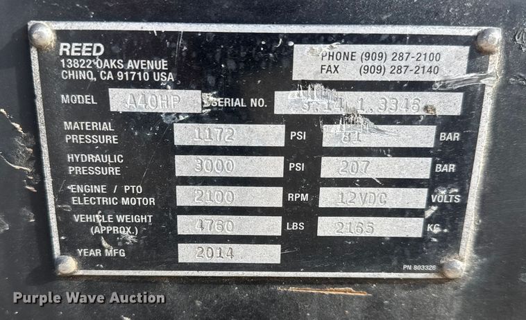 image for item NB9012 2014 Reed A40HP concrete pump