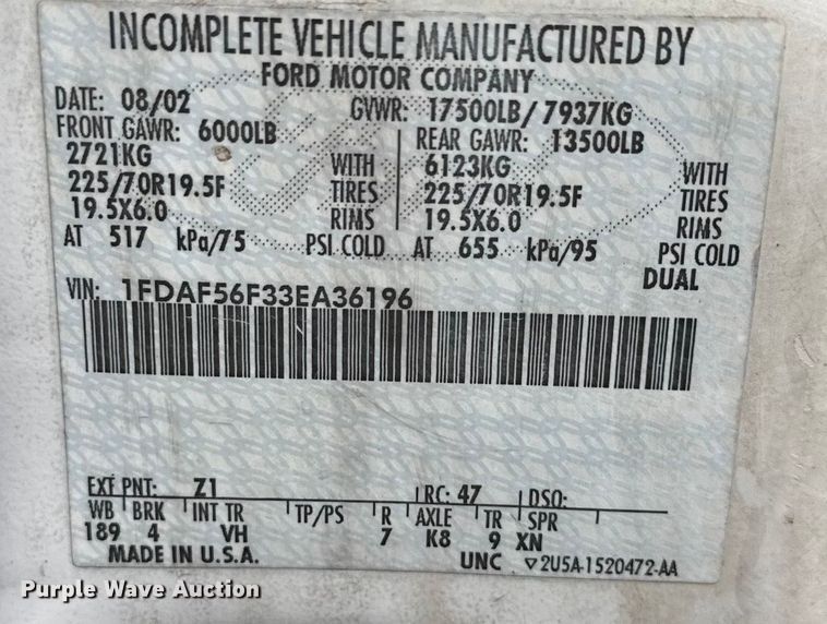 image for item ND9448 2003 Ford F550 bucket truck