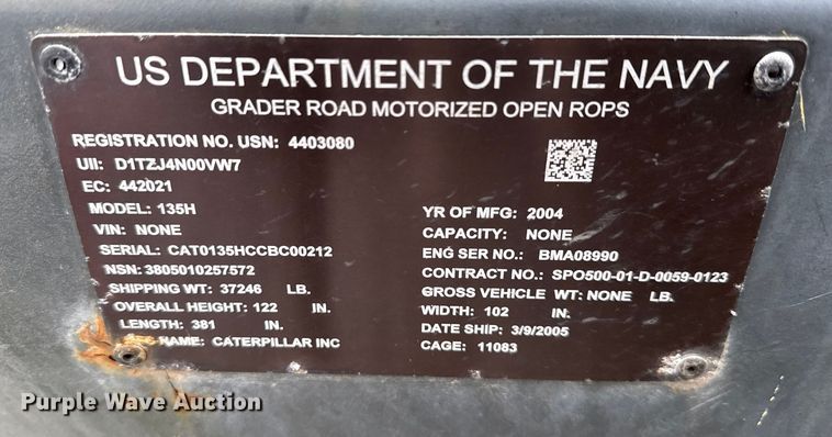 image for item ND9449 2004 Caterpillar 135H motor grader