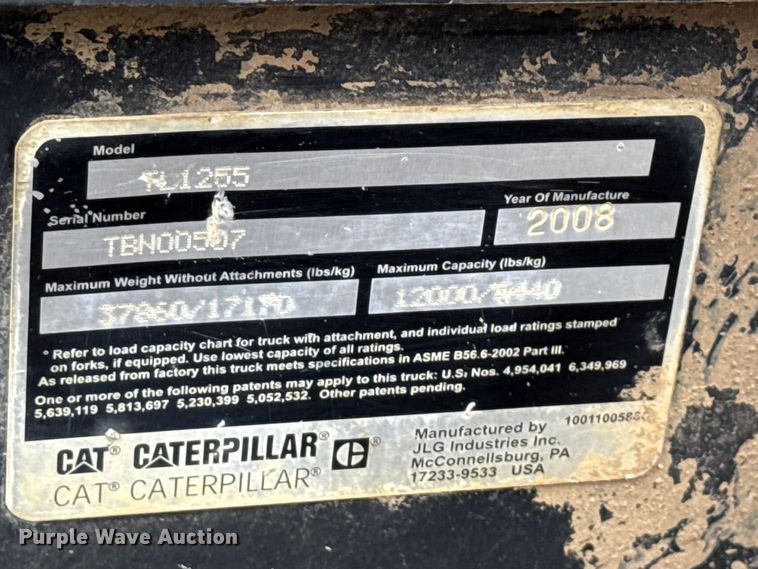 image for item ND9454 2008 Caterpillar TL1255 telehandler