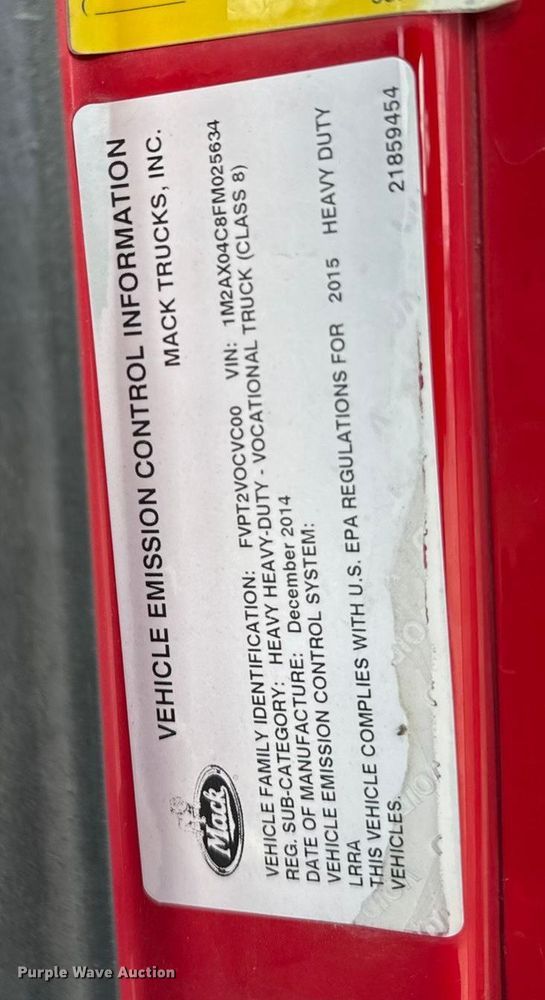 image for item ND9458 2015 Mack GU713 dump truck