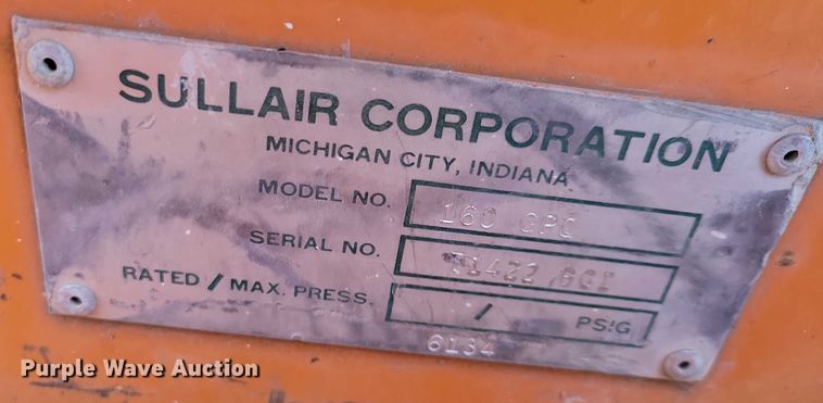 image for item NO9820 Sullair 160 GPQ air compressor