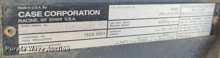 image for item NO9823 1996 Case 1845C skid steer loader