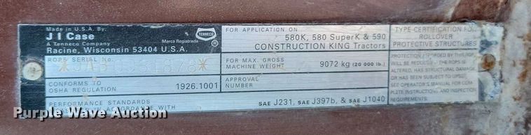 image for item NO9824 1994 Case 580 Super K backhoe