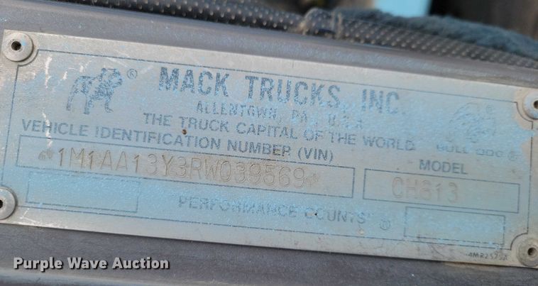 image for item NO9831 1994 Mack CH613 dump truck