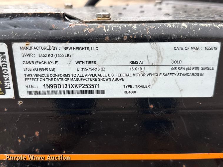 image for item YA1267 2019 Equipter RB4000 Dumper roofing debris trailer