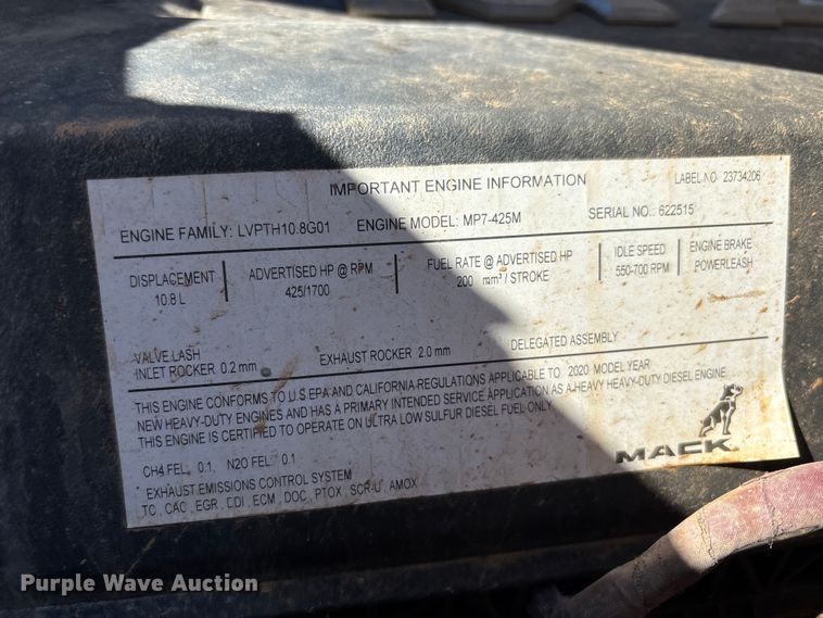 image for item YA1372 2021 Mack Granite dump truck