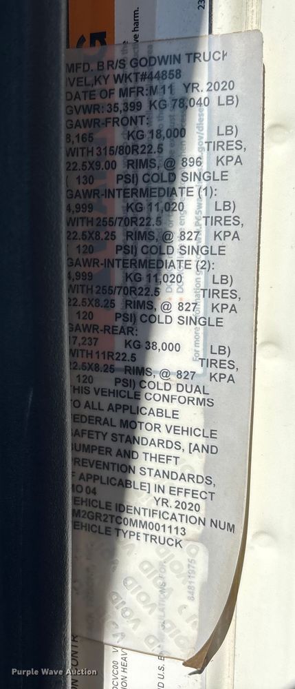 image for item YA1372 2021 Mack Granite dump truck