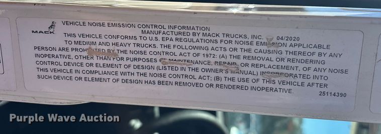 image for item YA1372 2021 Mack Granite dump truck