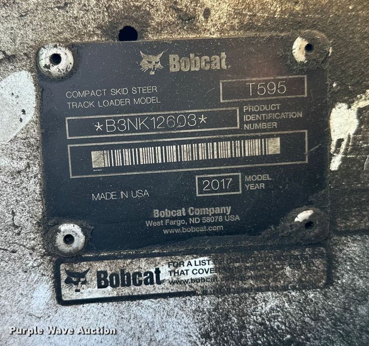 image for item YA1446 2017 Bobcat T595 tracked skid steer loader