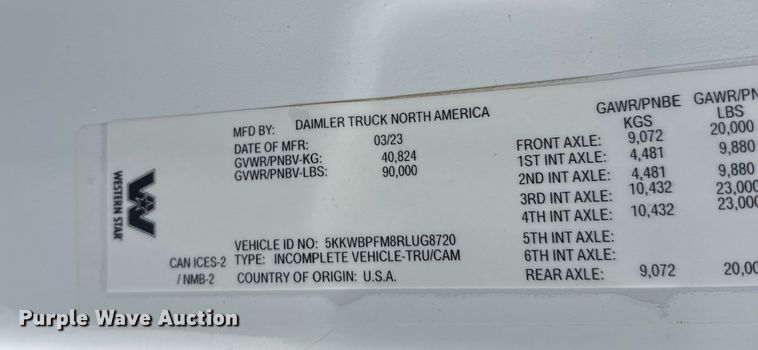 image for item YA1625 2024 Western Star 47X hydrovac truck