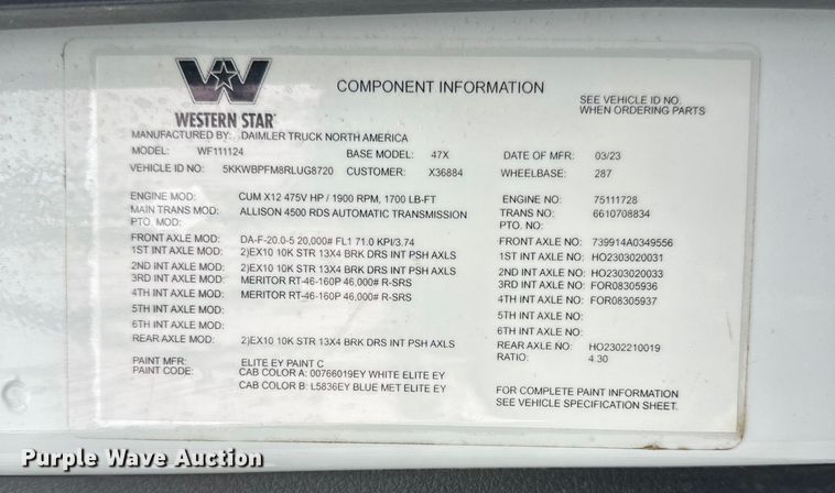image for item YA1625 2024 Western Star 47X hydrovac truck