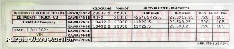 image for item YA1627 2025 Kenworth  T880 dump truck