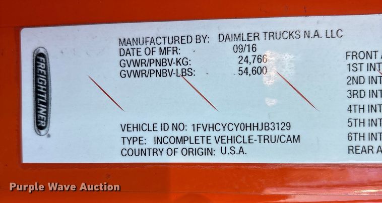 image for item DT2766 2017 Freightliner Business Class M2 flatbed truck