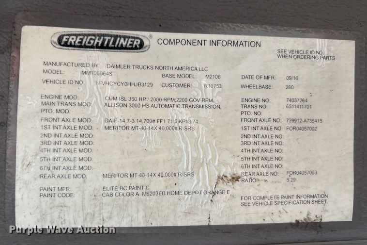 image for item DT2766 2017 Freightliner Business Class M2 flatbed truck