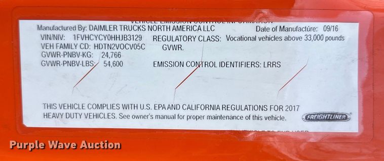 image for item DT2766 2017 Freightliner Business Class M2 flatbed truck