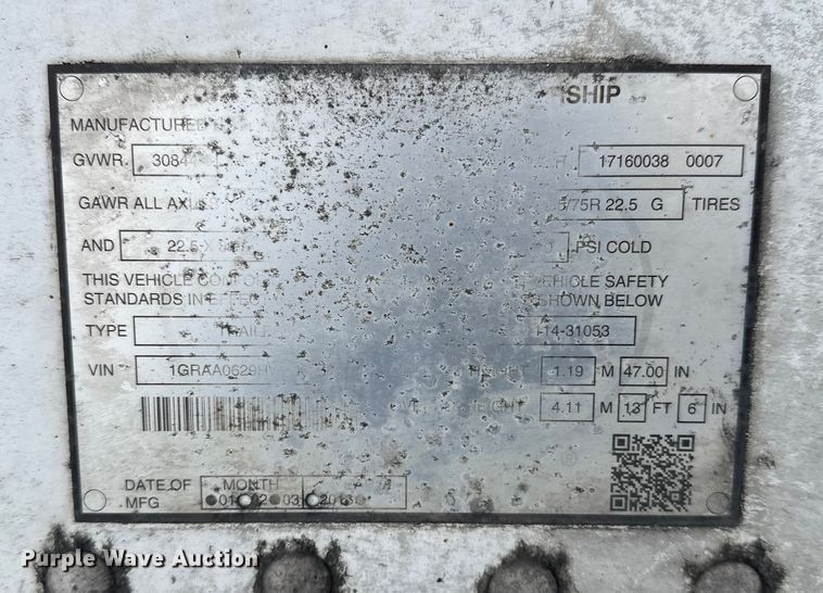 image for item DT6464 2017 Great Dane ESS-1114-31053 refrigerated van trailer