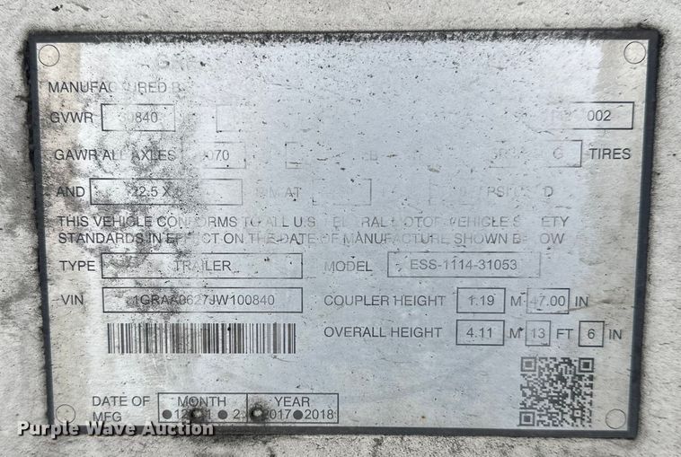 image for item DT6465 2018 Great Dane ESS-1114-31053 refrigerated van trailer