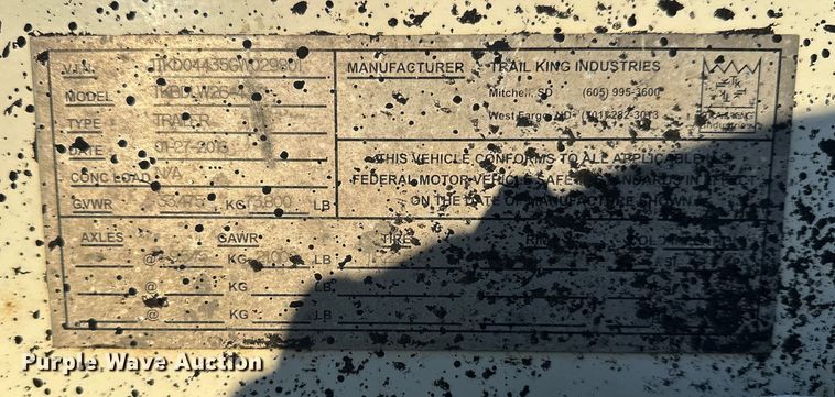 image for item DT6467 2016 Trail King TKBDLW26-4 bottom dump trailer