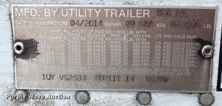 image for item DT6474 2015 Utility Trailer Refrigerated van trailer refrigerated van trailer