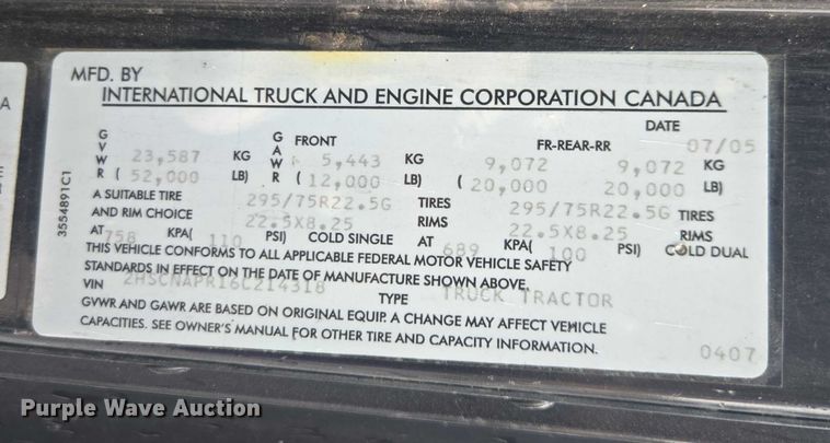 image for item DU2516 2006 International Eagle semi truck