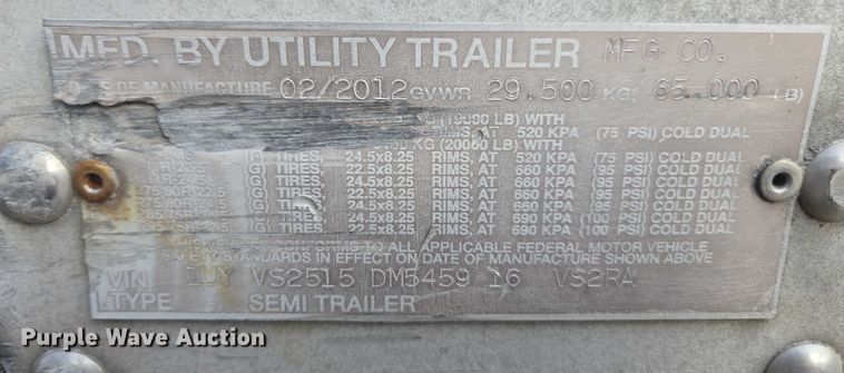 image for item DU2526 2013 Utility refrigerated van trailer