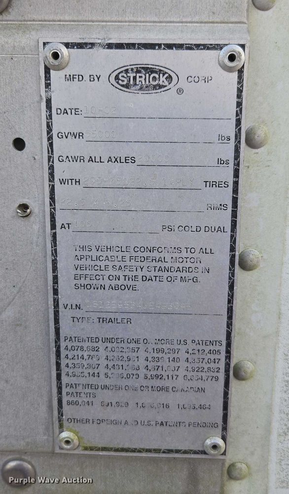 image for item DU2528 2003 Strick Corp. dry van trailer