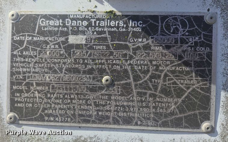 image for item DU2532 1998 Great Dane dry van trailer