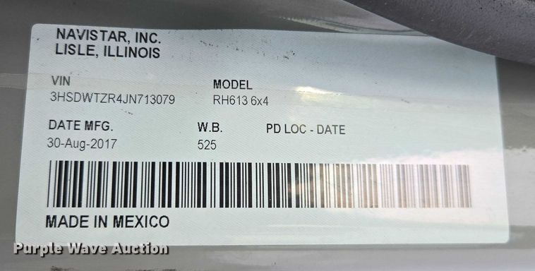 image for item DU2539 2018 International RH613 semi truck