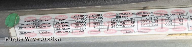 image for item DU2543 2013 Peterbilt 386 semi truck