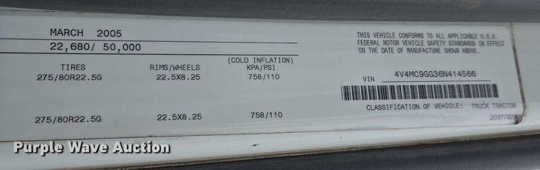 image for item DU2548 2006 Volvo VNM semi truck