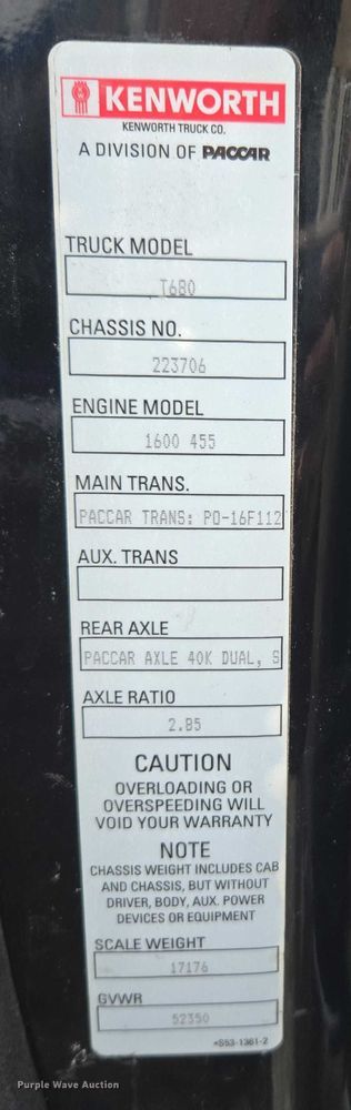 image for item DU2552 2018 Kenworth T680 semi truck