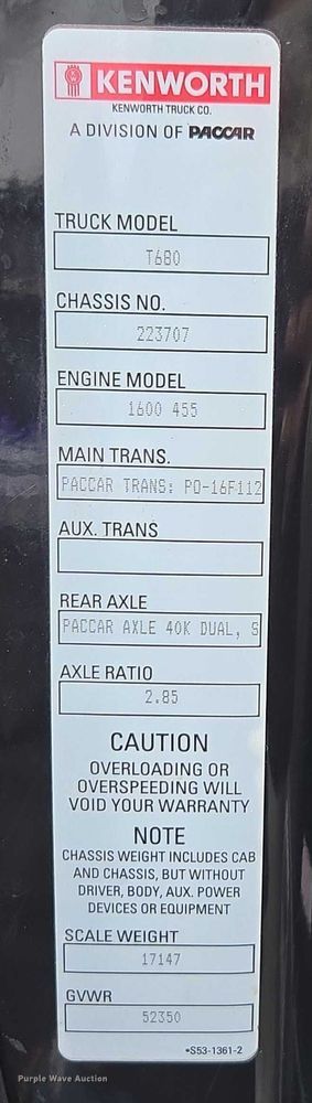 image for item DU2554 2018 Kenworth T680 semi truck