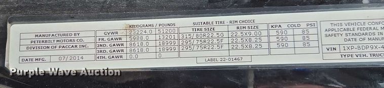 image for item DU2557 2015 Peterbilt 579 semi truck