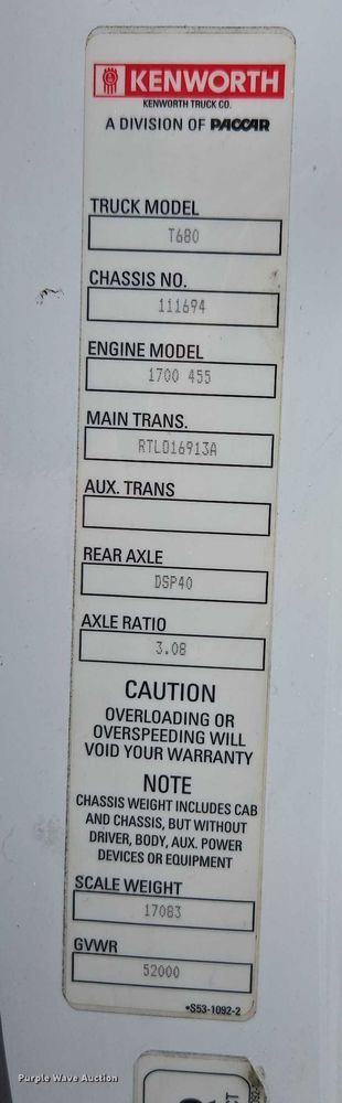 image for item DU2558 2016 Kenworth T680 semi truck