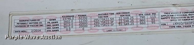 image for item DU2561 2015 Peterbilt 579 semi truck