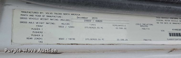 image for item DU2564 2011 Volvo VNL semi truck