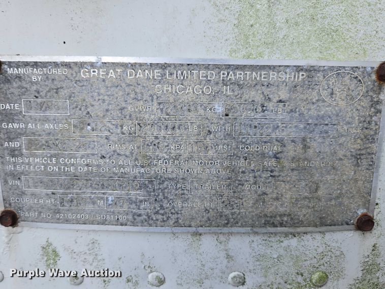 image for item DU2575 1996 Great Dane dry van trailer