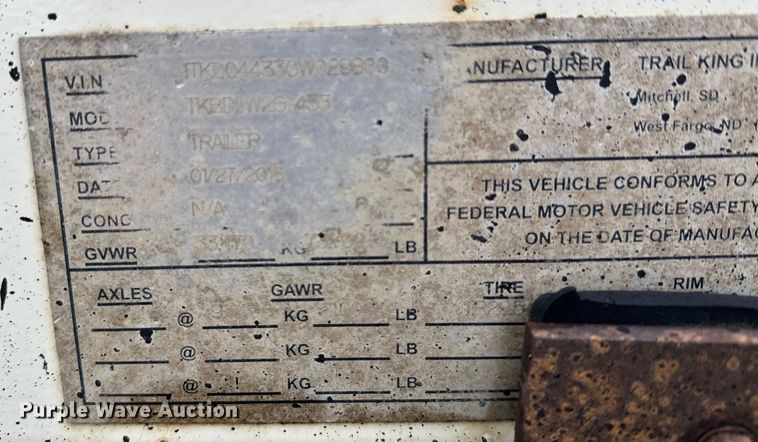 image for item DW4386 2016 Trail King TKBD1W26-433 bottom dump trailer