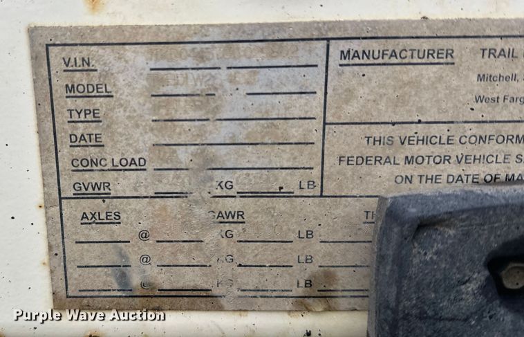 image for item DW4387 2016 Trail King TKBD1W26-433 bottom dump trailer