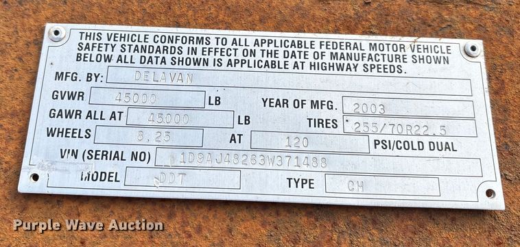 image for item DW7320 2003 Delavan Industries DDT car carrier