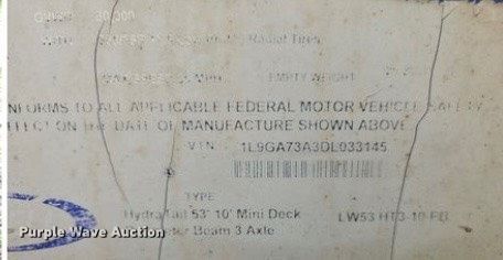 image for item DW7321 2013 Ledwell & Sons Enterprises drop deck hydraulic tail equipment trailer