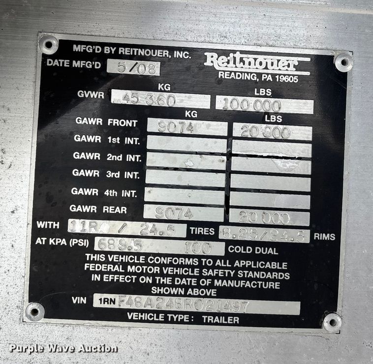 image for item DW7322 2008 Reitnour flatbed trailer