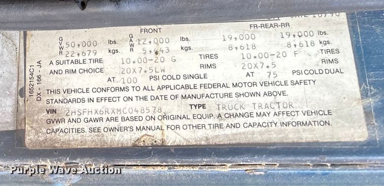 image for item DW7343 1991 International 9400 grapple truck 